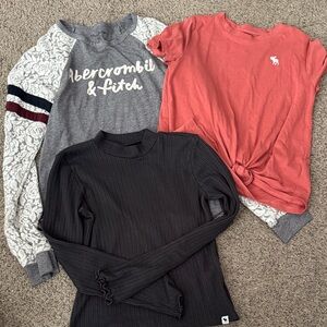 Abercrombie & Fitch Gray, Red, and Black Tops Trio